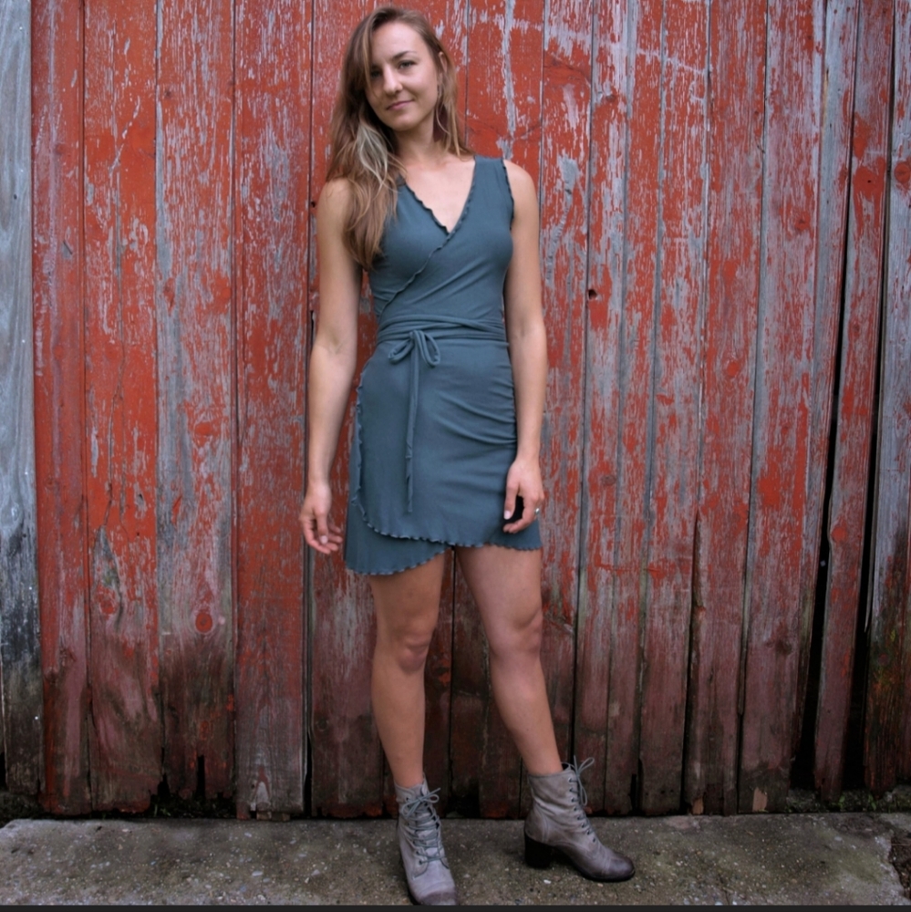 ETSY black cotton/spandex wrap dress